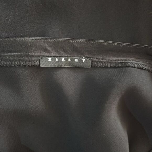 Sisley Black Ruffled Sheath Dress with Puff Sleeves, US4 - Picture 6 of 8